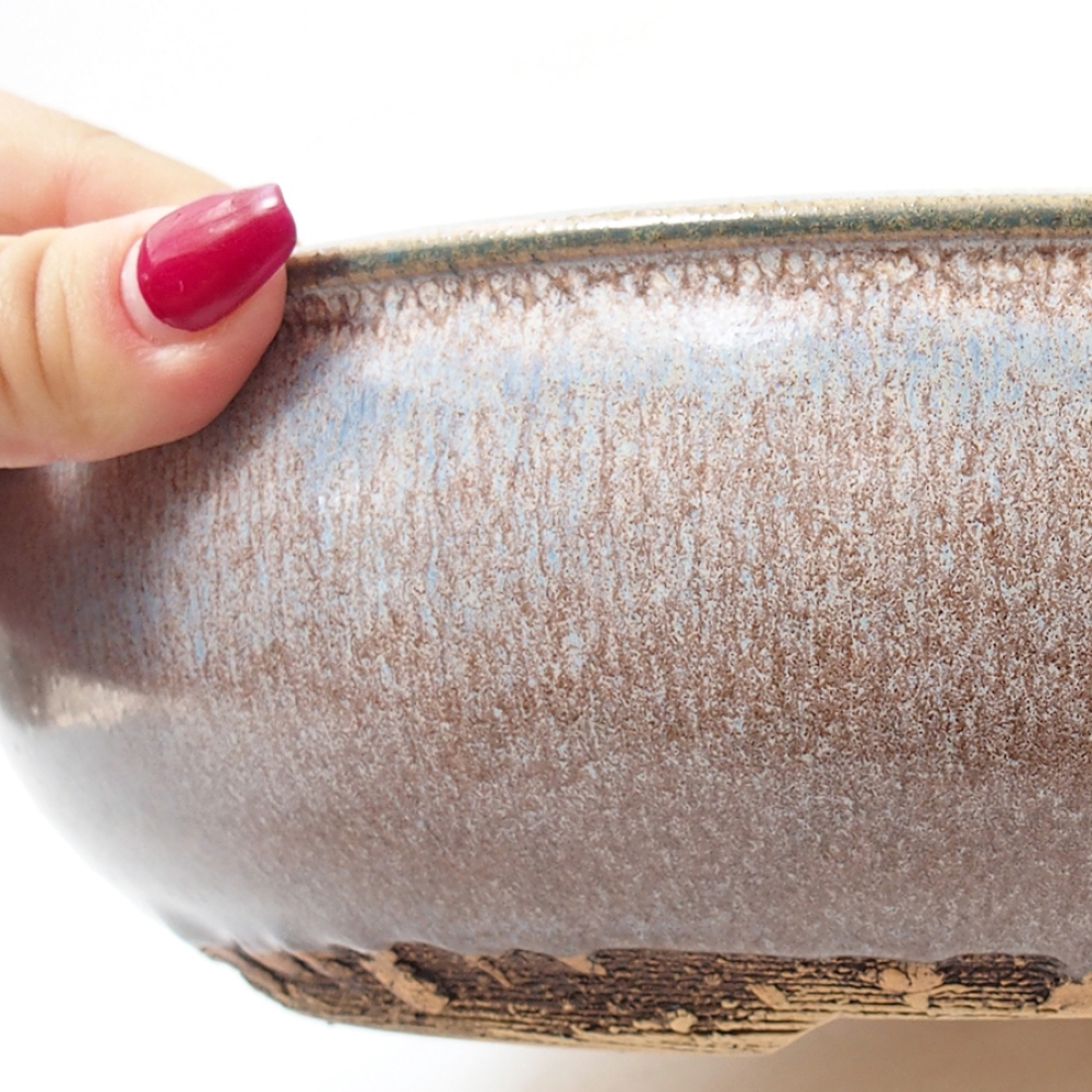 Keramik-Bonsaischale 27,5 x 27,5 x 7 cm, Farbe blau