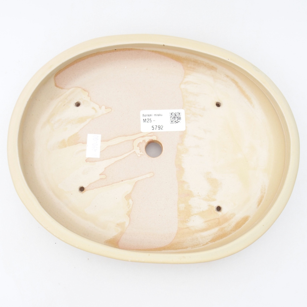 Keramik-Bonsaischale 25 x 20 x 4 cm, Farbe beige