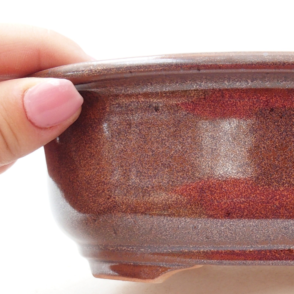 Keramik-Bonsaischale 18 x 14,5 x 6 cm, Farbe braun