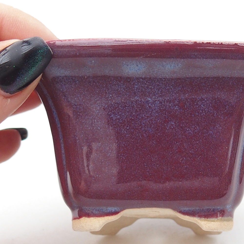 Mini-Bonsaischale 7,5 x 7,5 x 4,5 cm, bordeauxrot