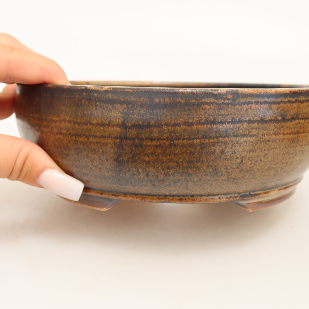 Keramik-Bonsai-Schale 17,5 x 17,5 x 6 cm, Farbe: braun