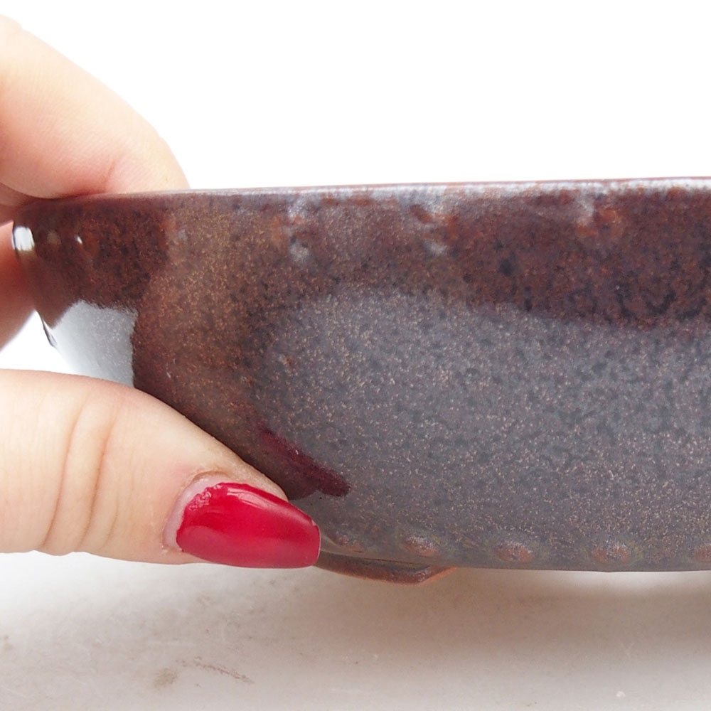 Bonsaischale aus Keramik 17,5 x 17,5 x 4,5 cm, braun