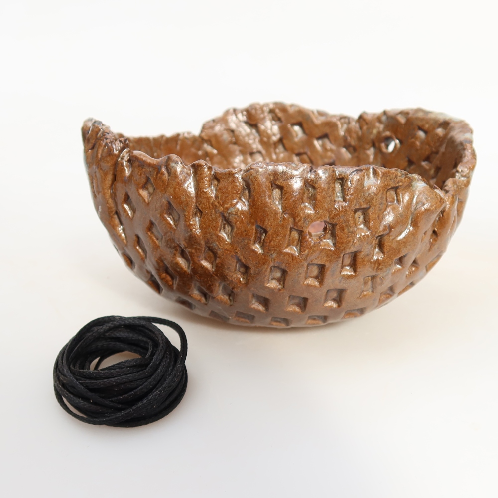 Keramikschale für Kokedama, 12,5 x 11,5 x 7 cm, Farbe: Braun