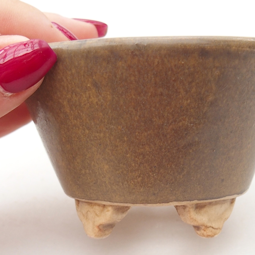 Bonsaischale aus Keramik 8 x 8 x 5,5 cm, Farbe braun