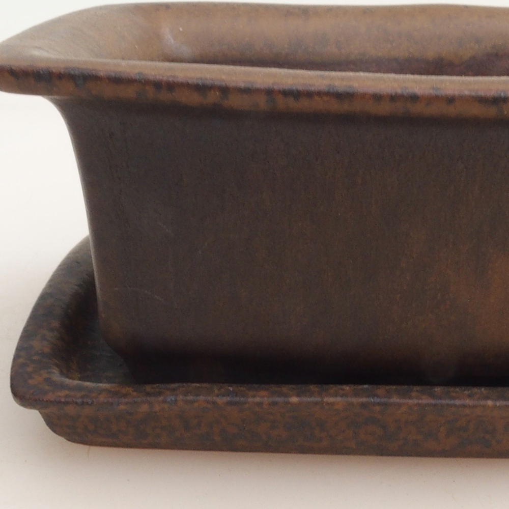 Bonsai-Schale + Untertasse H11 - 11,5 x 10 x 4 cm - Braun