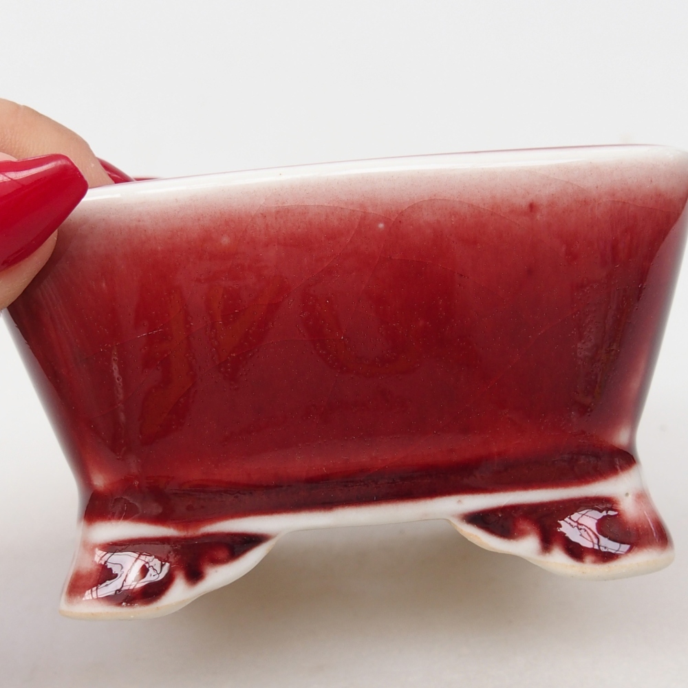 Bonsaischale aus Keramik 9,5 x 9,5 x 5 cm, Farbe rot