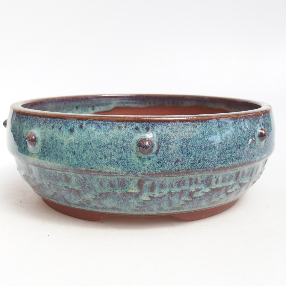 Bonsaischale aus Keramik 17 x 17 x 6 cm, Farbe blau
