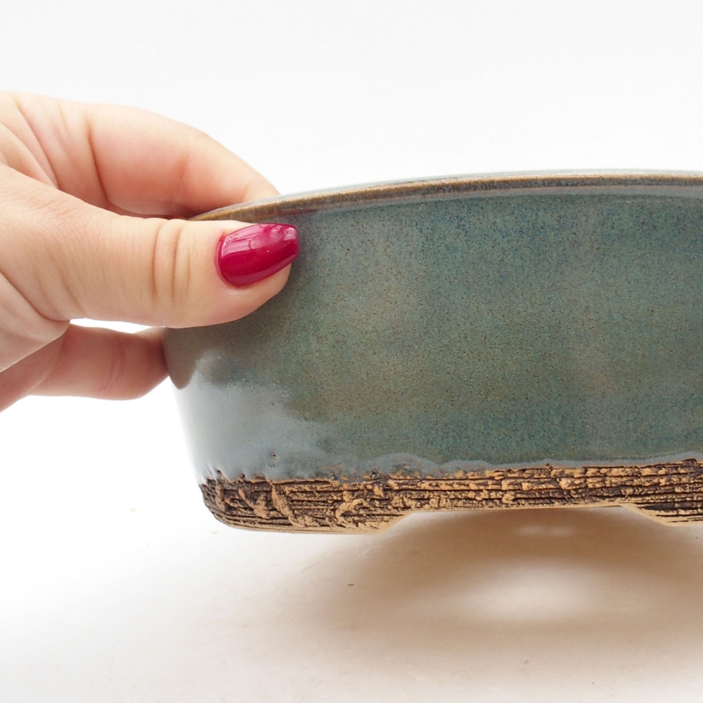 Keramik-Bonsaischale 19 x 19 x 6,5 cm, Farbe grün