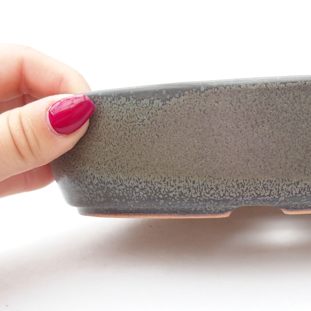 Keramik-Bonsaischale  18,5 x 13,5 x 4,5 cm, Farbe grau