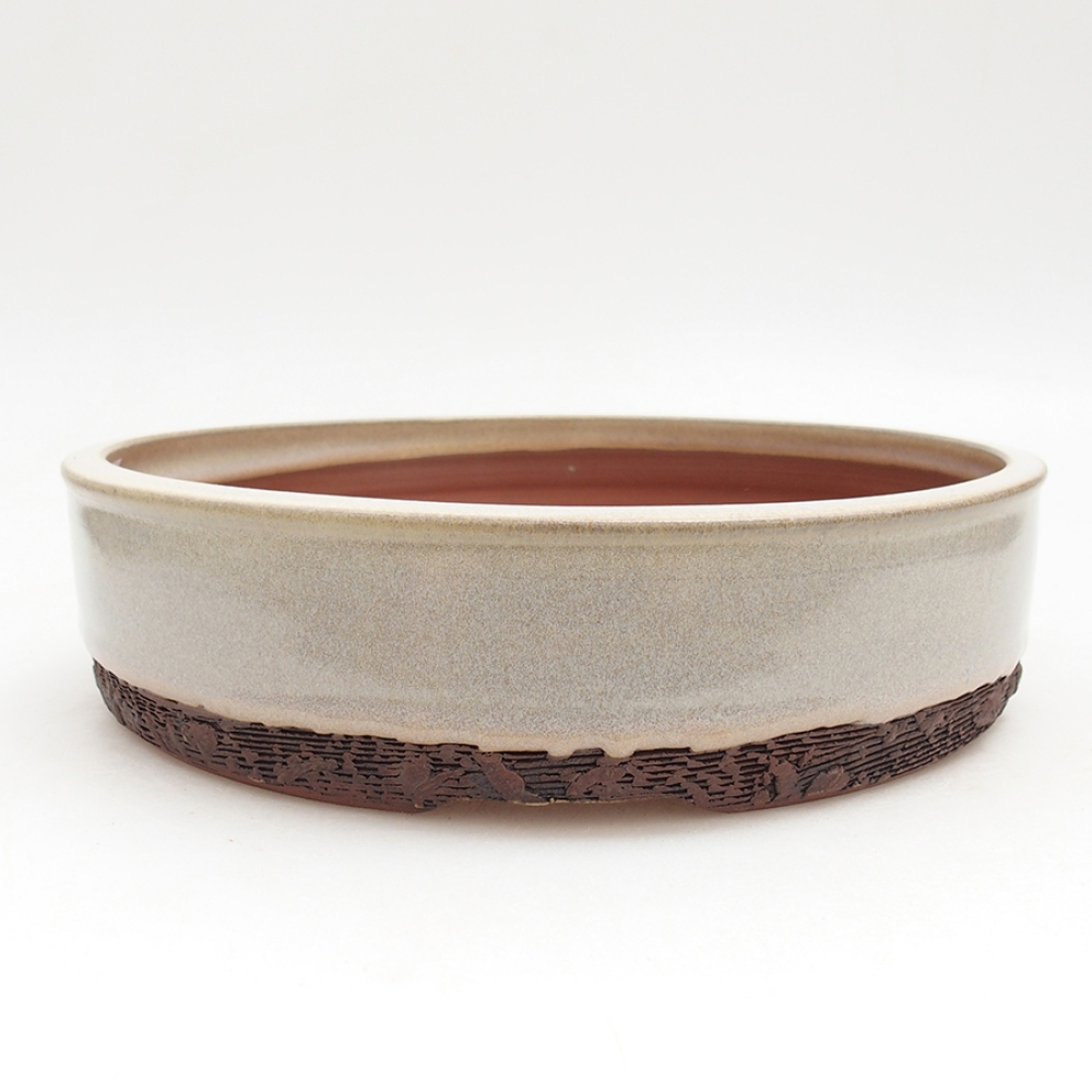 Keramik-Bonsai-Schale 22 x 22 x 5,5 cm, Farbe beige