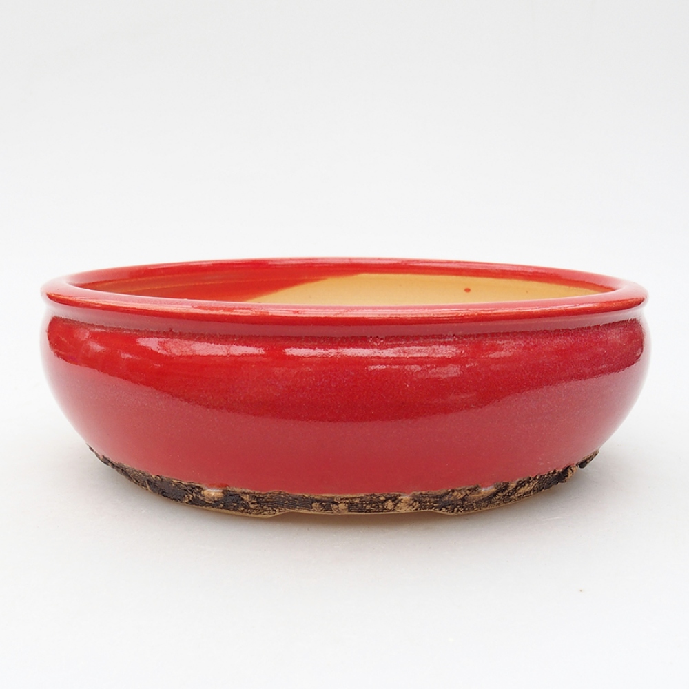 Keramik-Bonsaischale 18,5 x 18,5 x 6 cm, Farbe Rot
