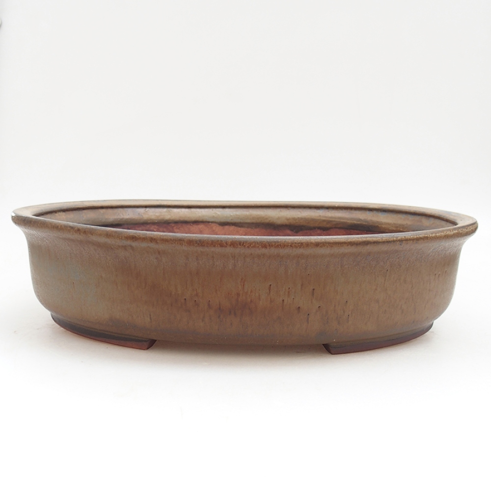 Keramik-Bonsaischale 32,5 x 28,5 x 7,5 cm, Farbe braun