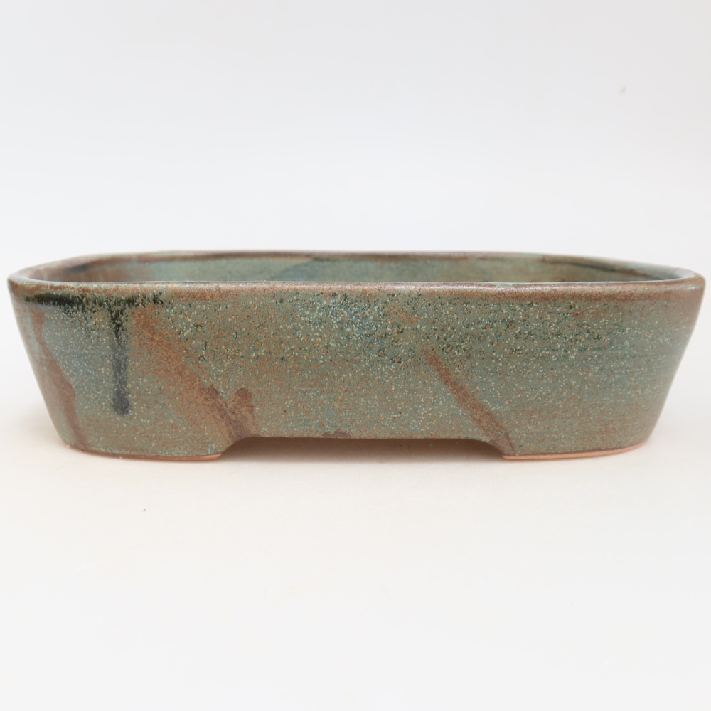 Keramik-Bonsai-Schale 23 x 18 x 5,5 cm, Farbe: braun-grün
