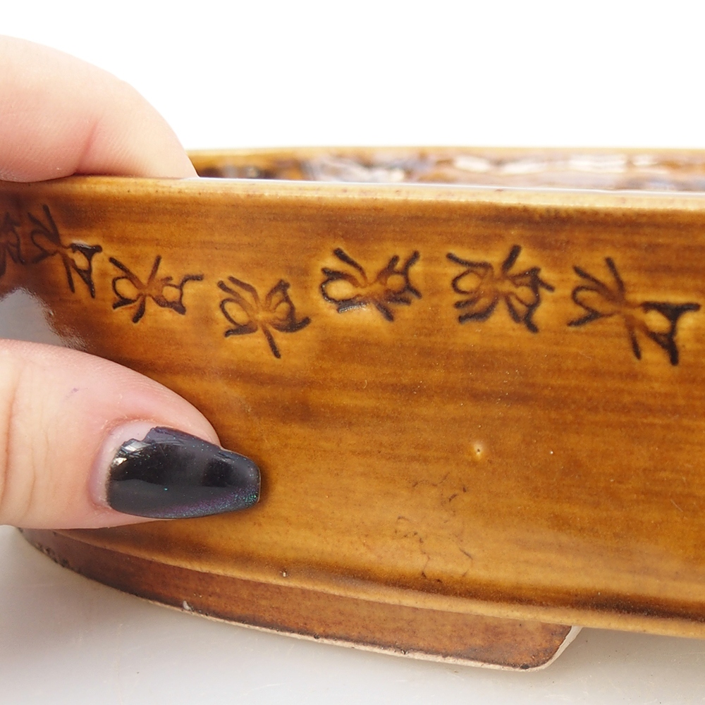 Bonsaischale aus Keramik 31 x 23 x 5 cm, braun