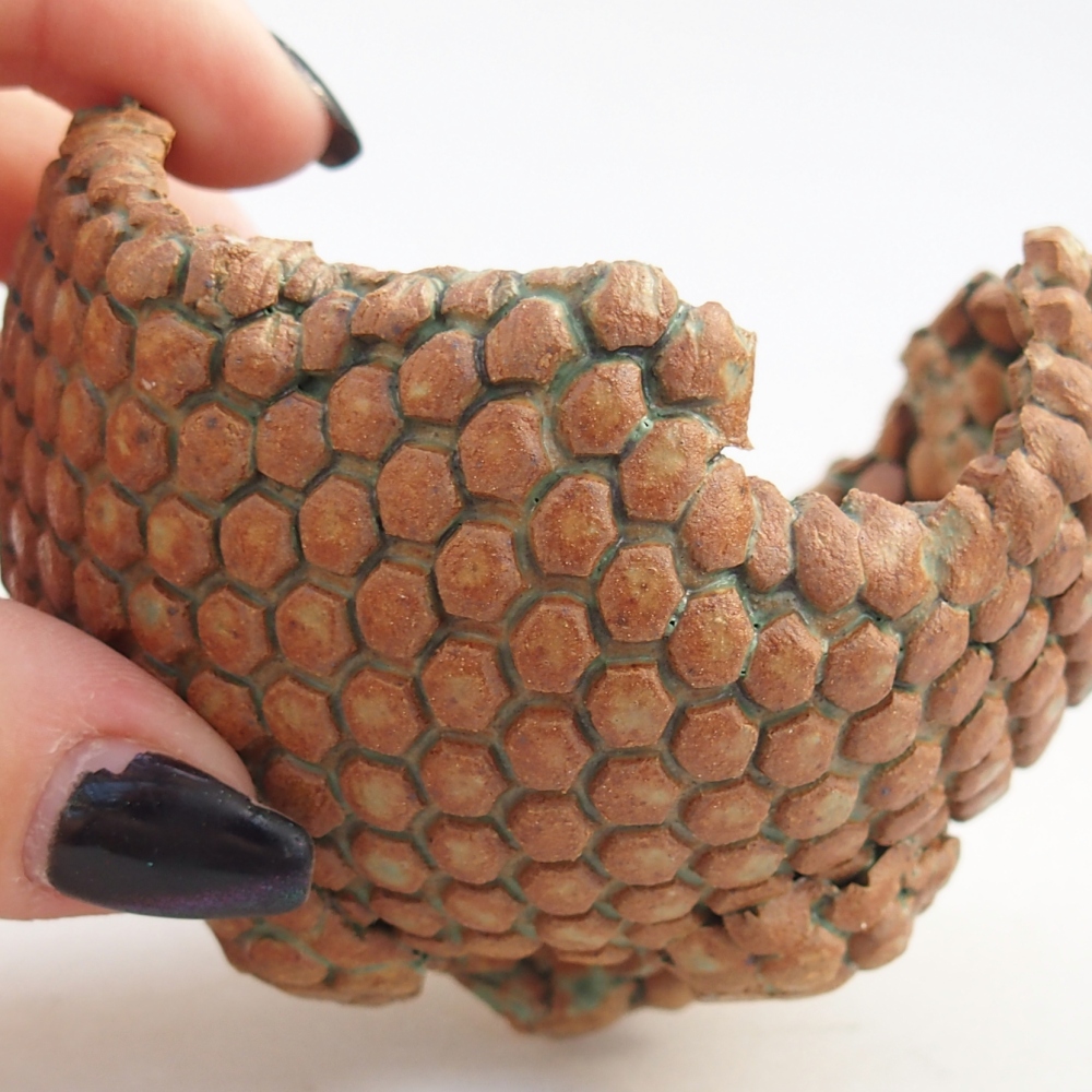 Keramikschale 8 x 8 x 6 cm , Farbe braun-grün