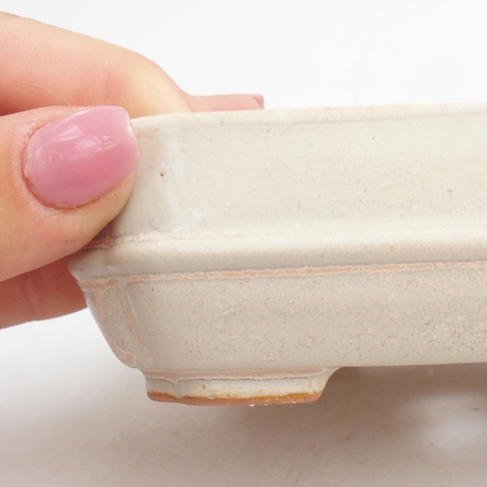Keramik-Bonsaischale 12 x 10 x 4 cm, Farbe beige