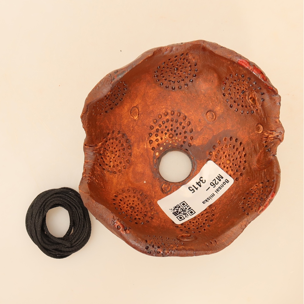Keramikschale für Kokedama, 10 × 10 × 6,5 cm, Farbe: braun