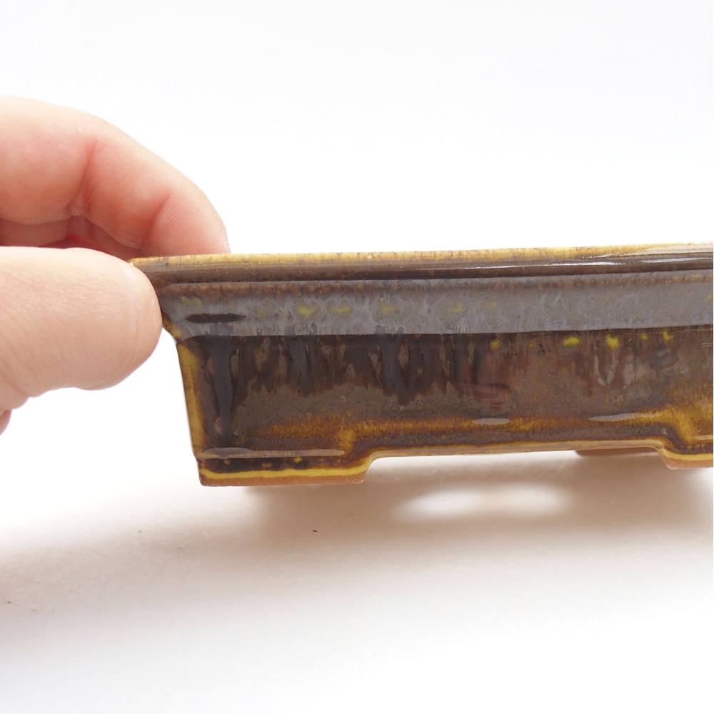 Keramik-Bonsaischale 13 x 10 x 4 cm, Farbe gelb