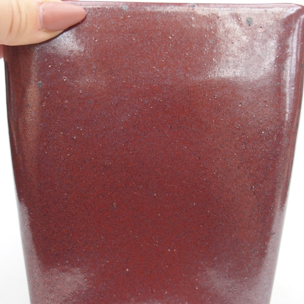 Bonsaischale aus Keramik 13,5 x 13,5 x 15 cm, Farbe bordeauxrot