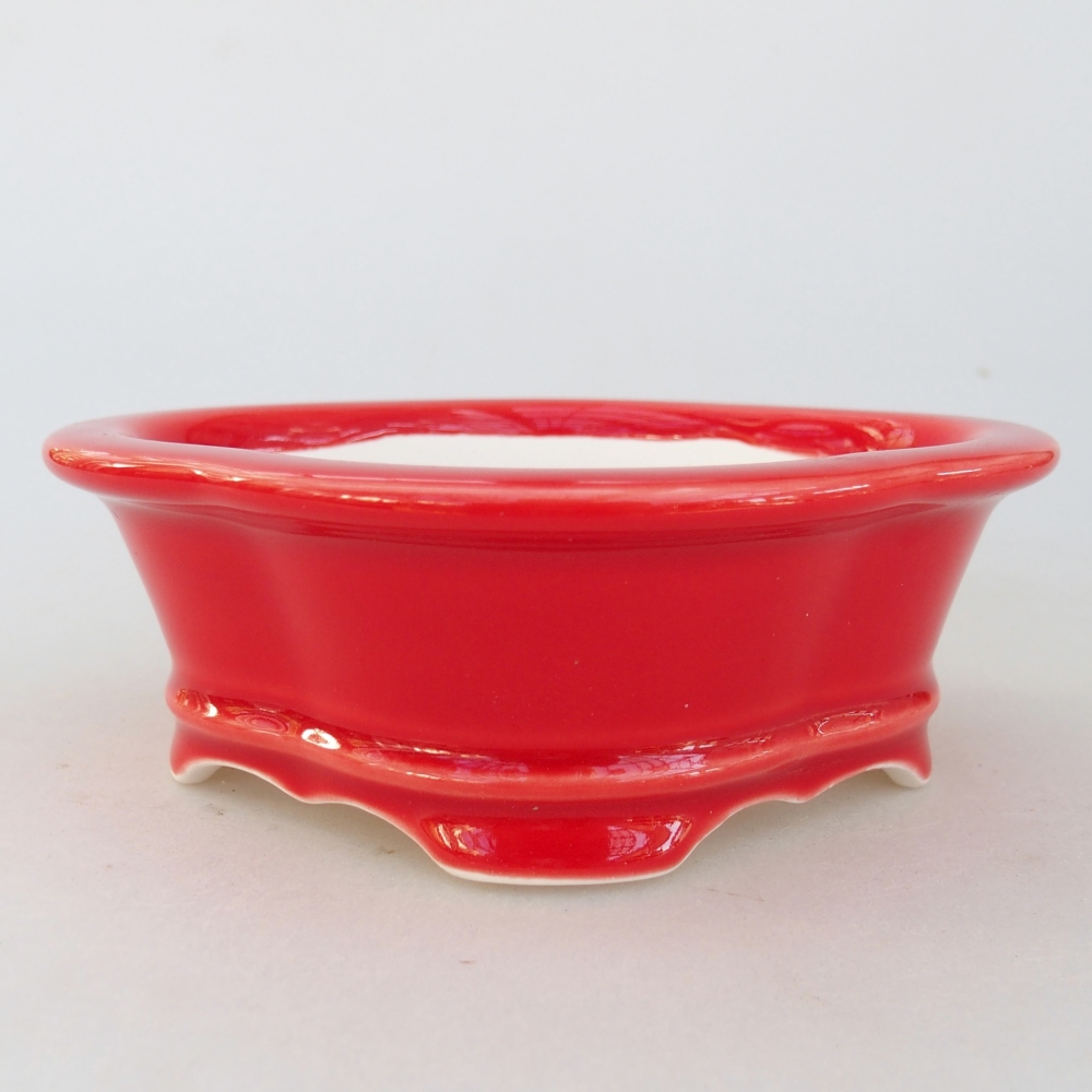 Bonsaischale aus Keramik 13 x 12 x 5 cm, Farbe rot