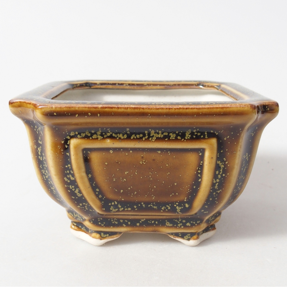 Bonsaischale aus Keramik 11 x 11 x 7 cm, gelb