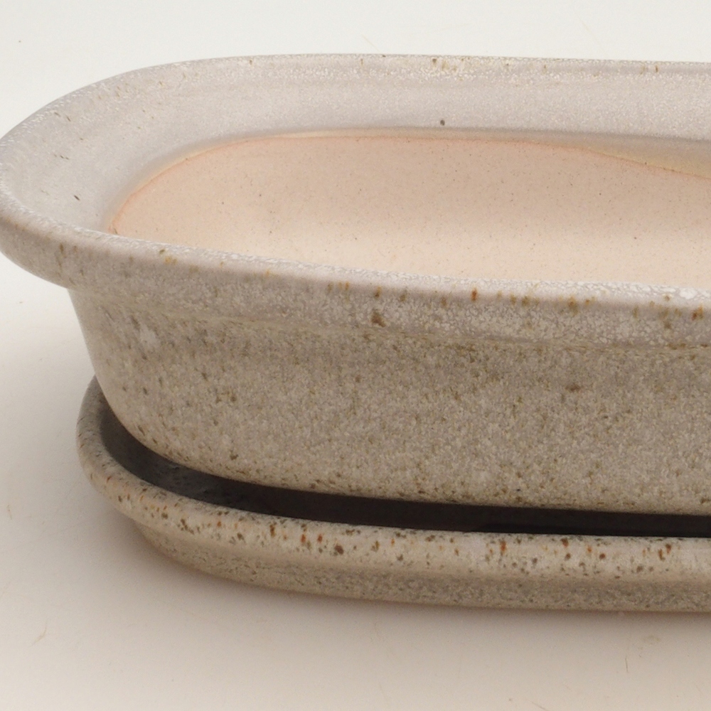 Bonsai-Schale + Untertasse H25 - 23 x 17 x 5,5 cm - Beige