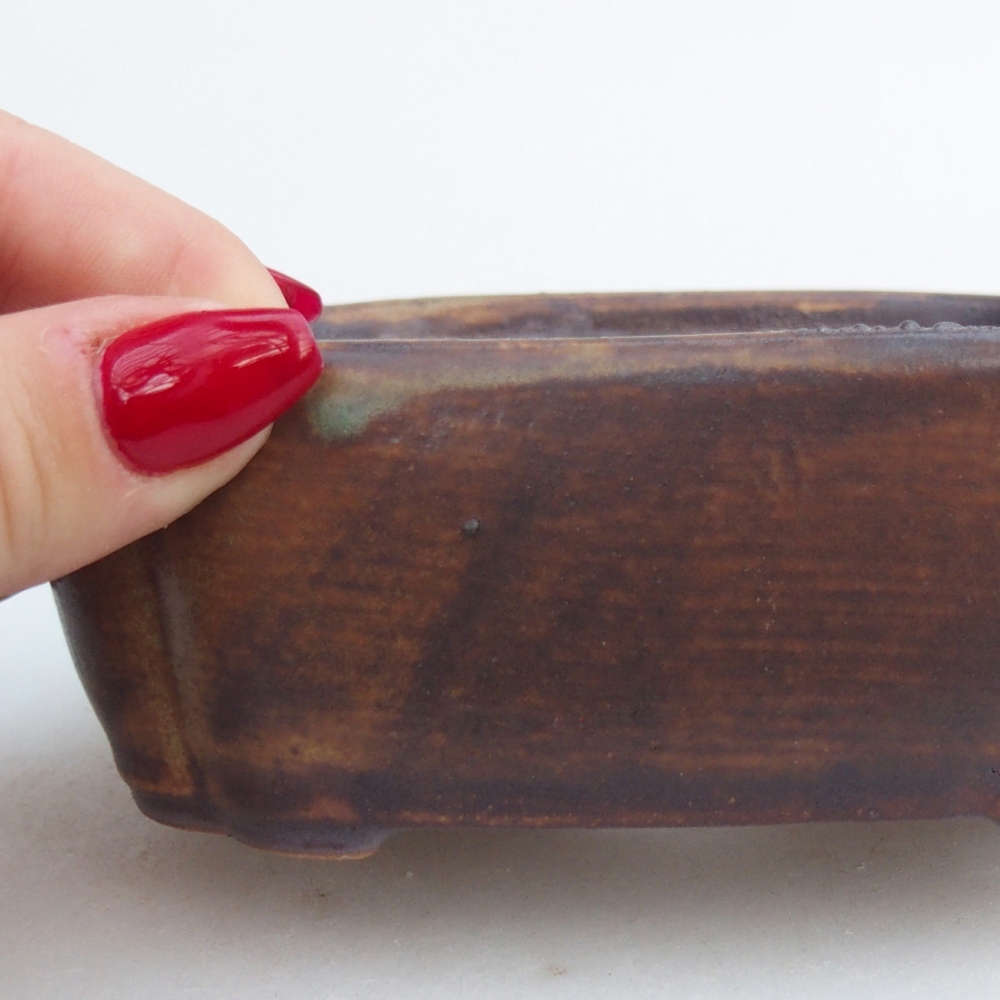 Bonsaischale aus Keramik 12,5 x 9,5 x 4,5 cm, braun