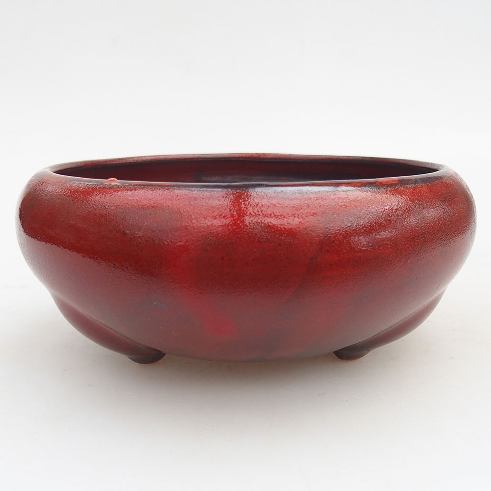Bonsaischale aus Keramik 14 x 14 x 6,5 cm, Farbe rot