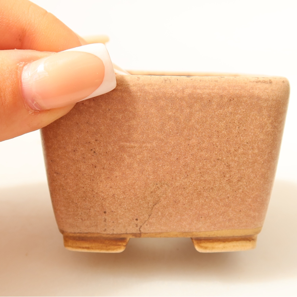 Keramik-Bonsai-Schale, 6,5 x 6,5 x 4,5 cm, Farbe: Rosa