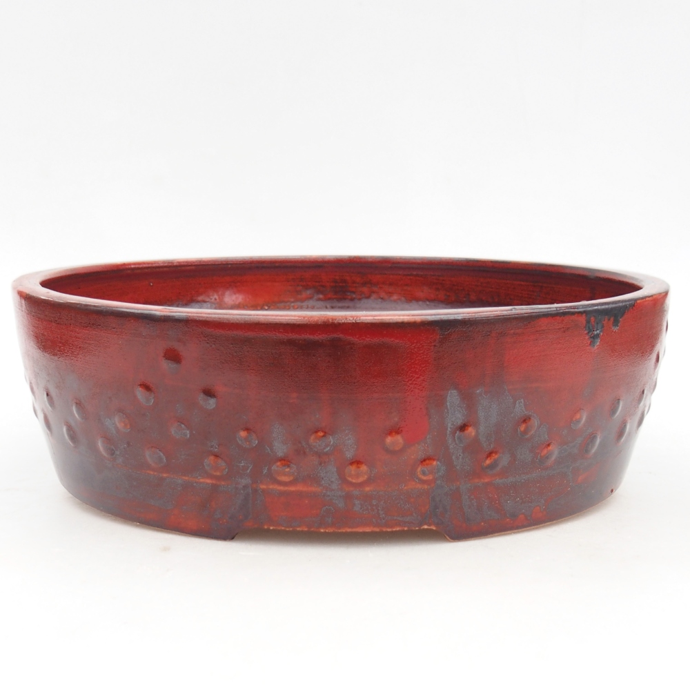 Bonsaischale aus Keramik 24,5 x 24,5 x 7 cm, Farbe rot