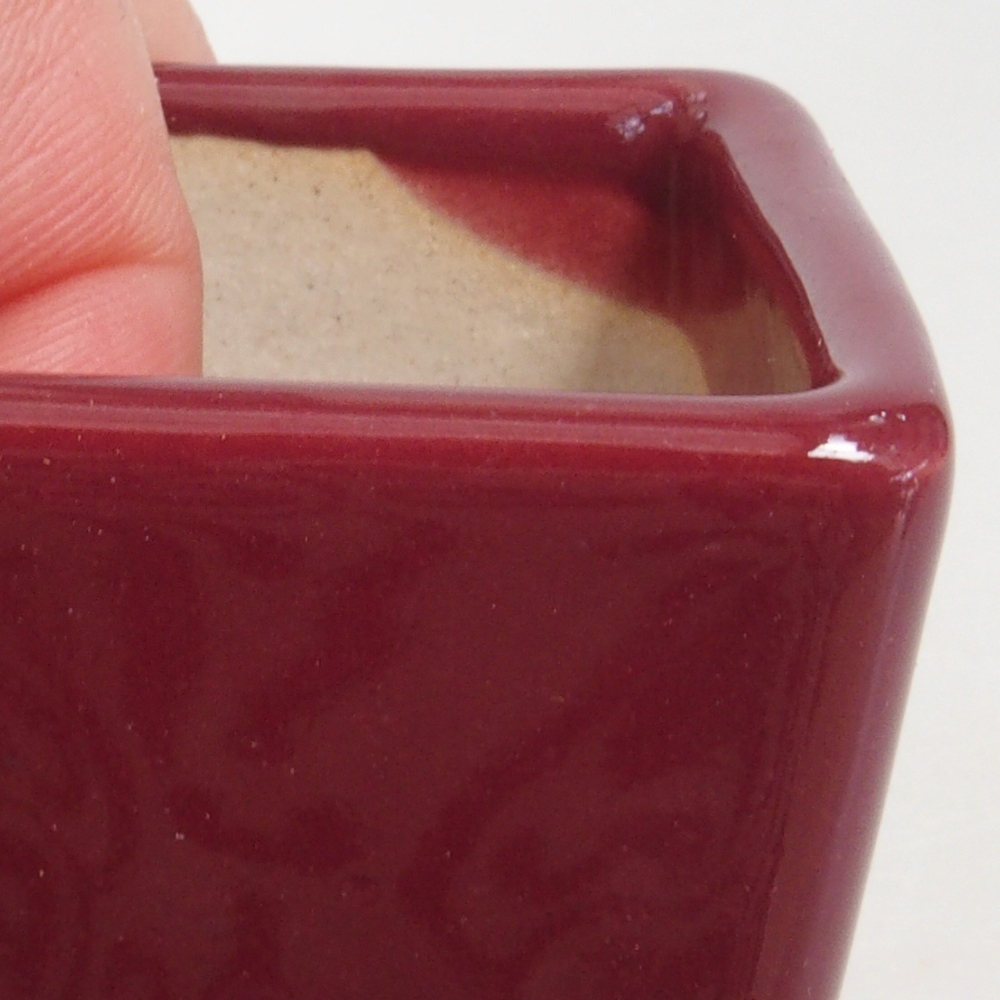 Mini-Bonsaischale 4,5 x 4,5 x 4,5 cm, Farbe Burgunder