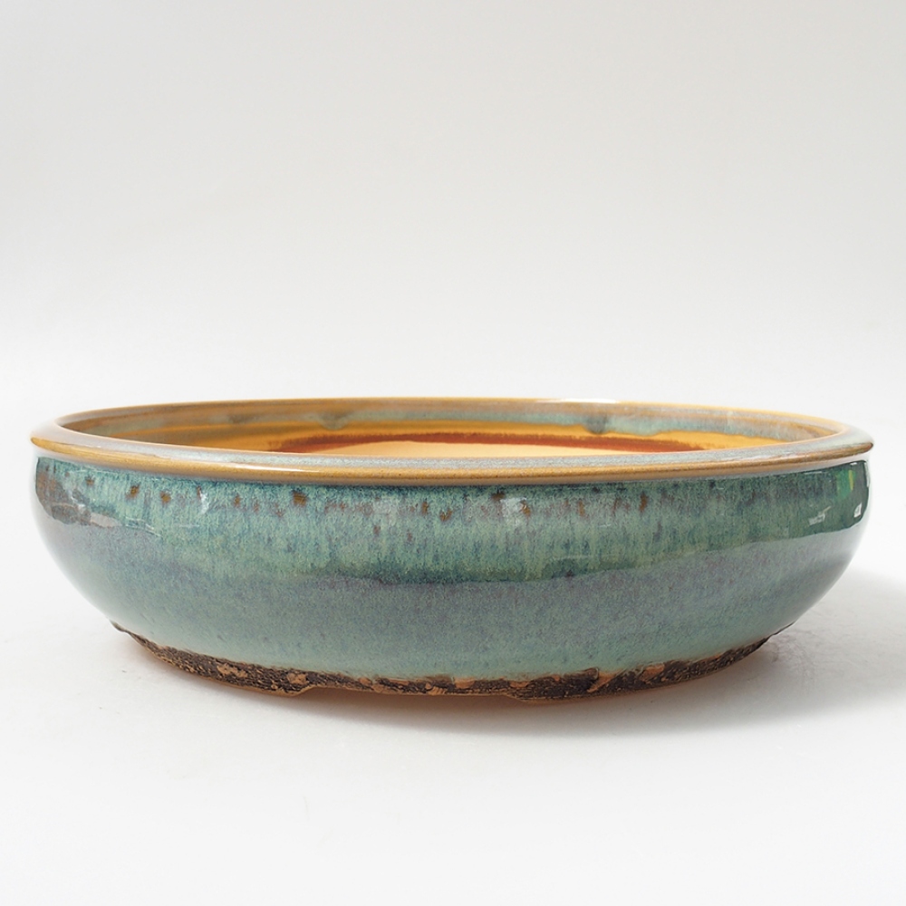 Keramik-Bonsaischale 27 x 27 x 7 cm, Farbe Grün