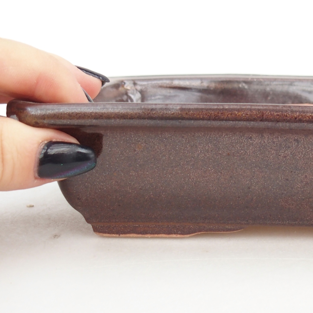 Bonsaischale aus Keramik 18 x 13,5 x 4,5 cm, braun