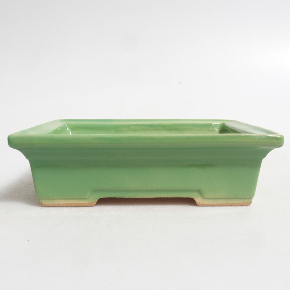 Keramik-Bonsaischale 13 x 10 x 4 cm, Farbe Grün