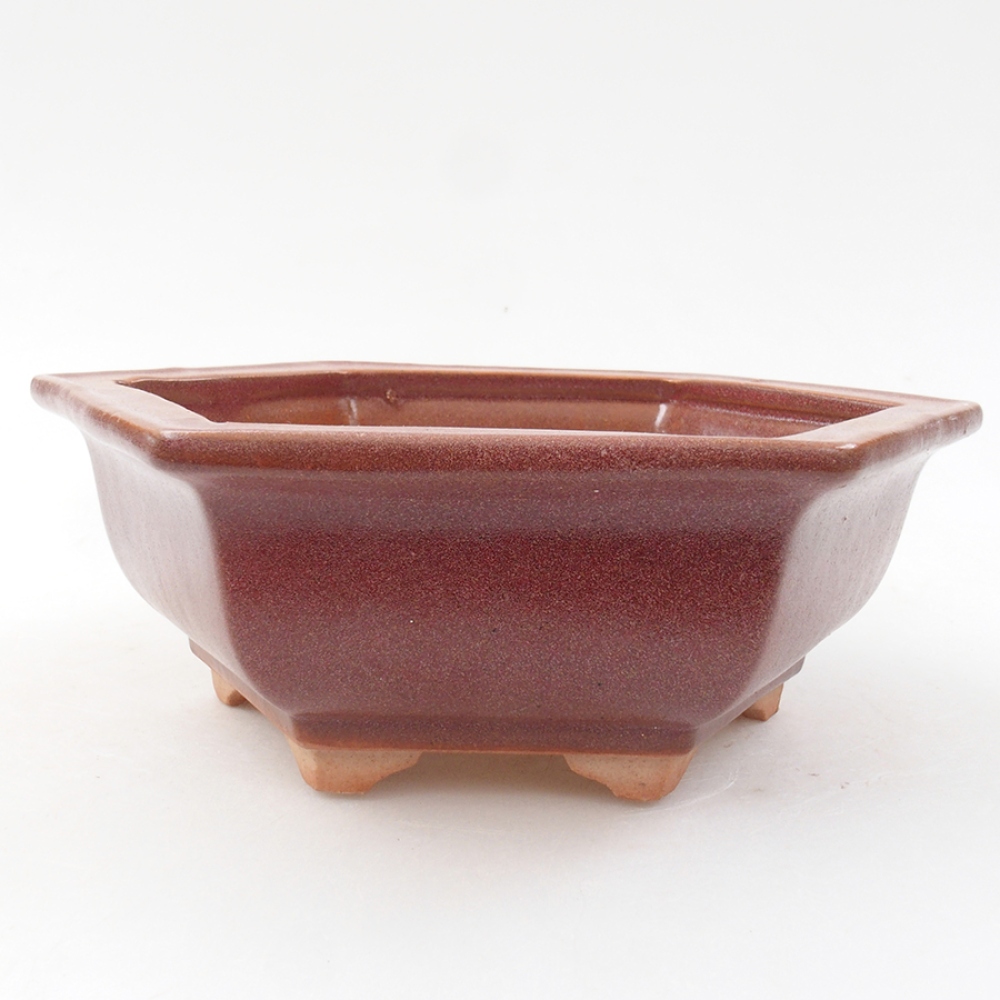 Keramik-Bonsaischale 14 x 11 x 4 cm, Burgunderfarbe