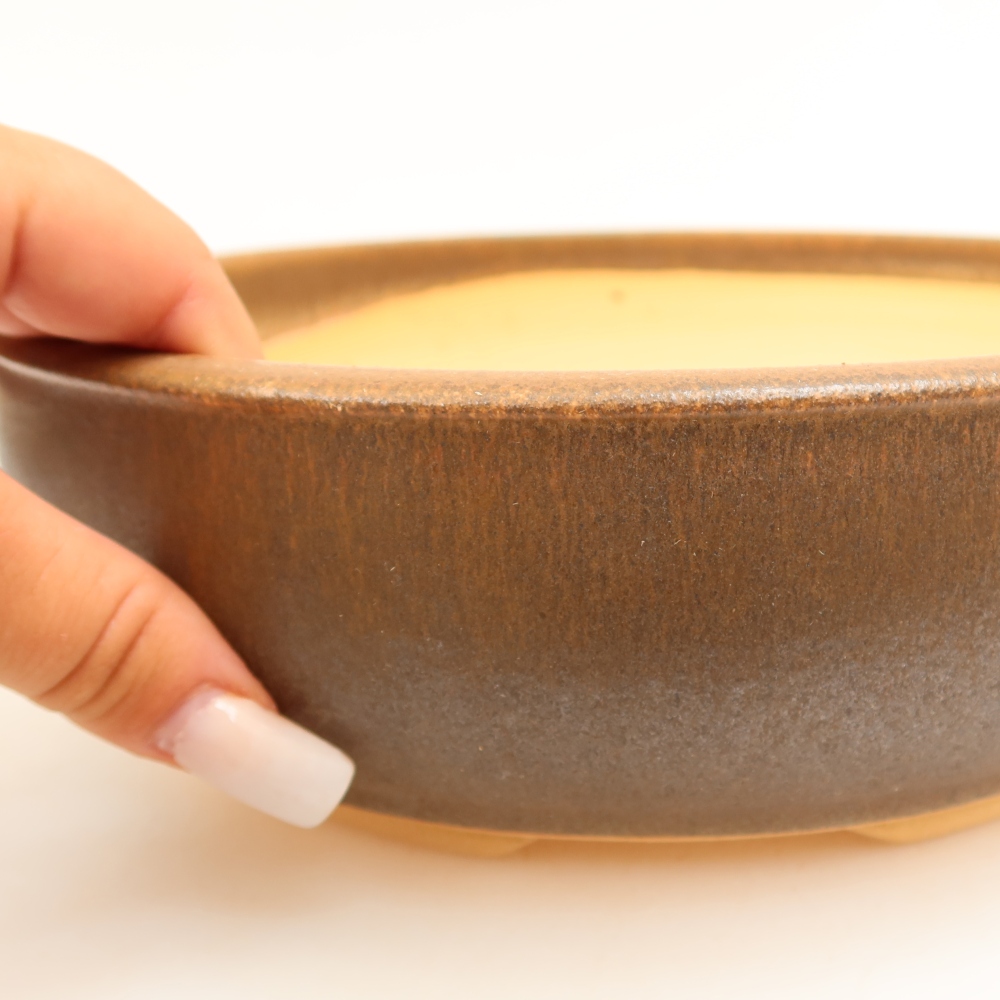 Keramik-Bonsai-Schale 22,5 x 22,5 x 7 cm, Farbe: braun