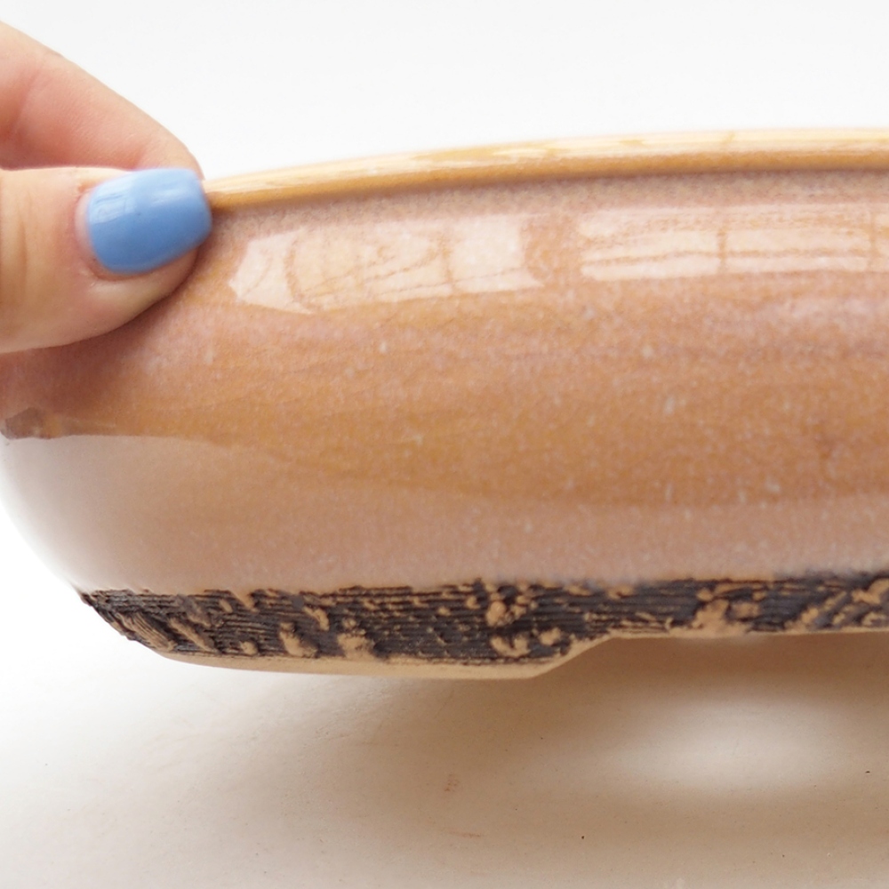 Keramik-Bonsaischale 22,5 x 22,5 x 6 cm, Farbe rosa