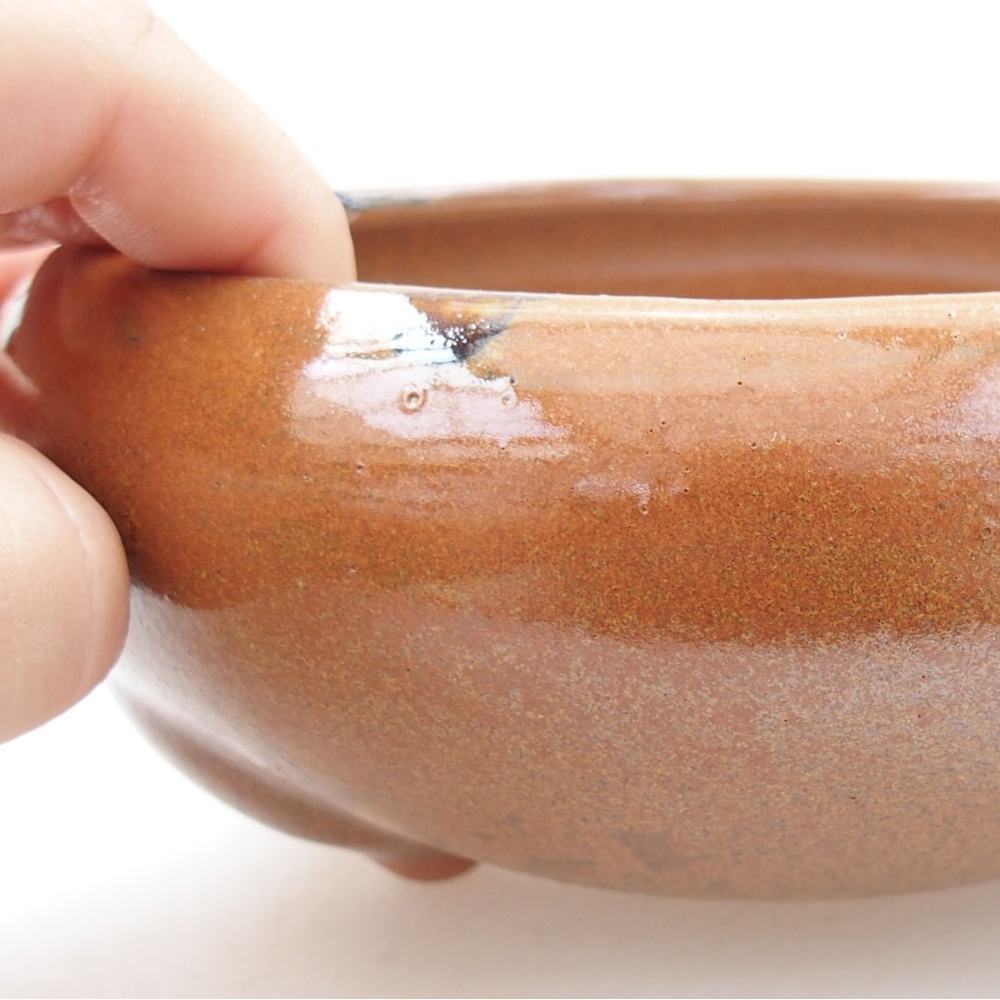 Keramik-Bonsaischale 14 x 14 x 7 cm, Farbe braun