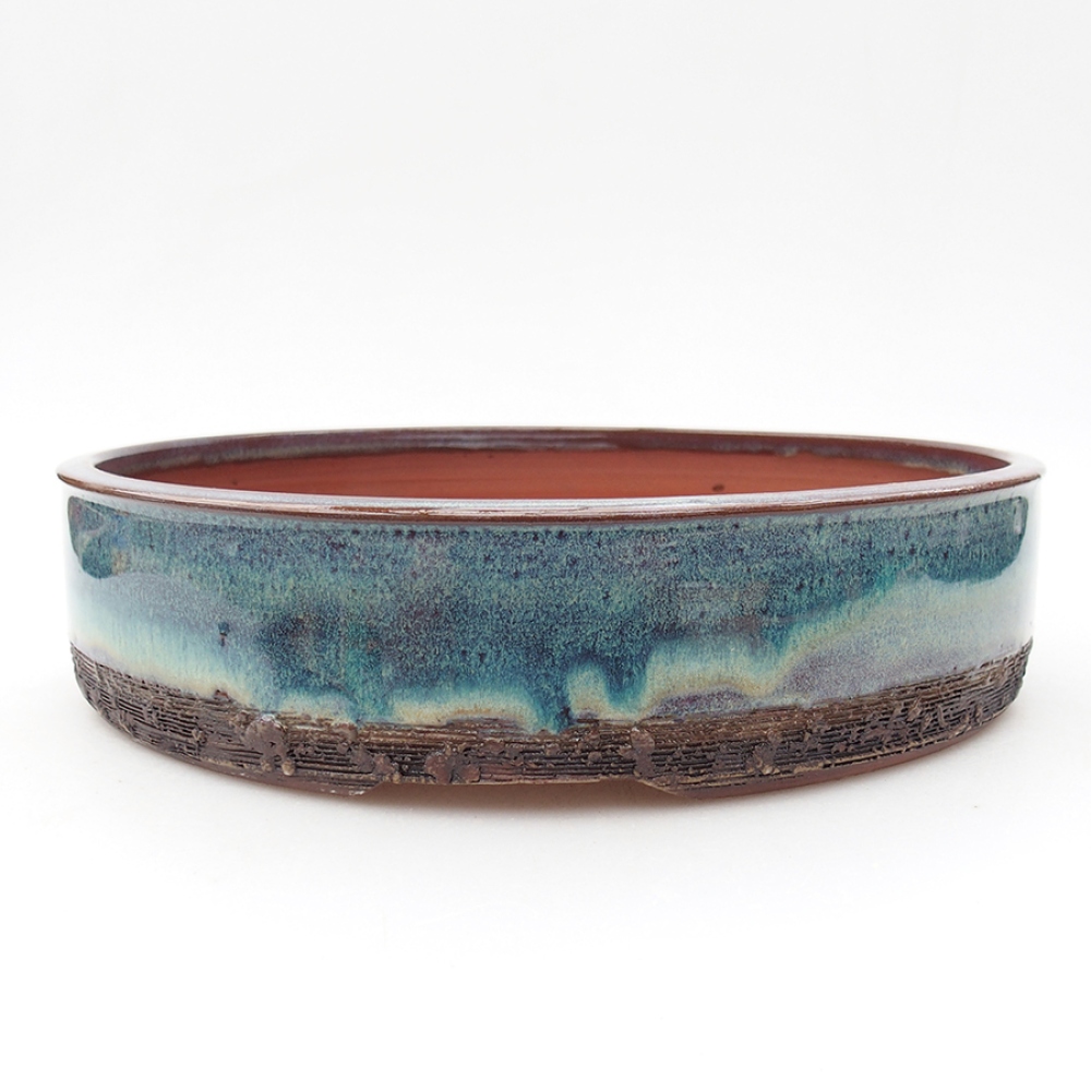 Keramik-Bonsaischale 24 x 24 x 5,5 cm, Farbe blau