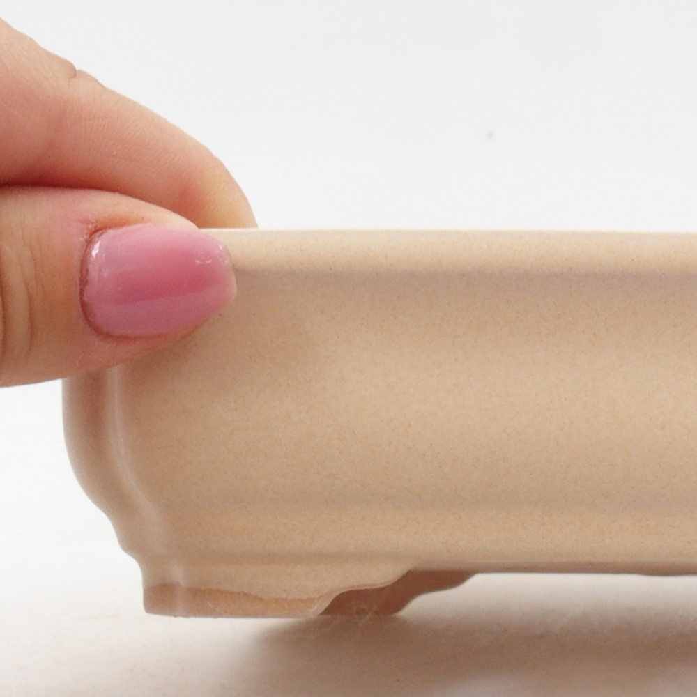 Keramik-Bonsaischale 14 x 11 x 4 cm, Farbe beige