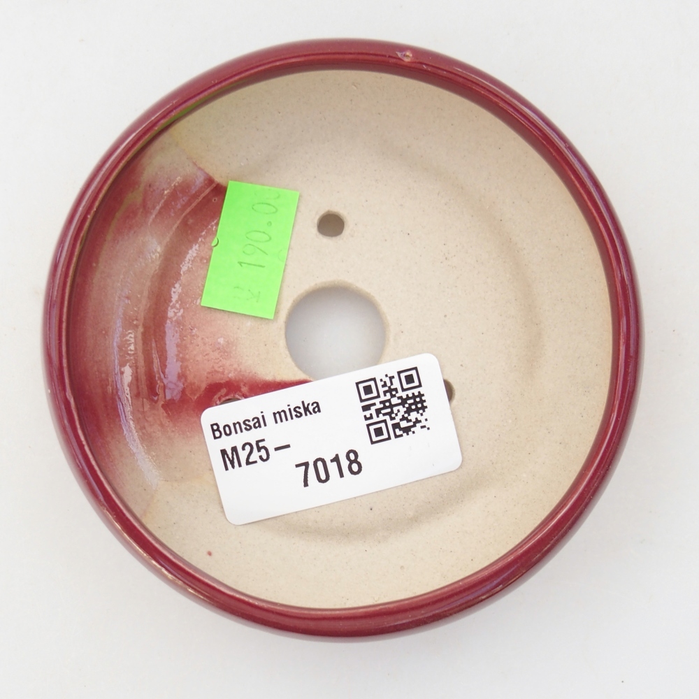Bonsaischale aus Keramik 9 x 9 x 2,5 cm, Farbe burgunderrot
