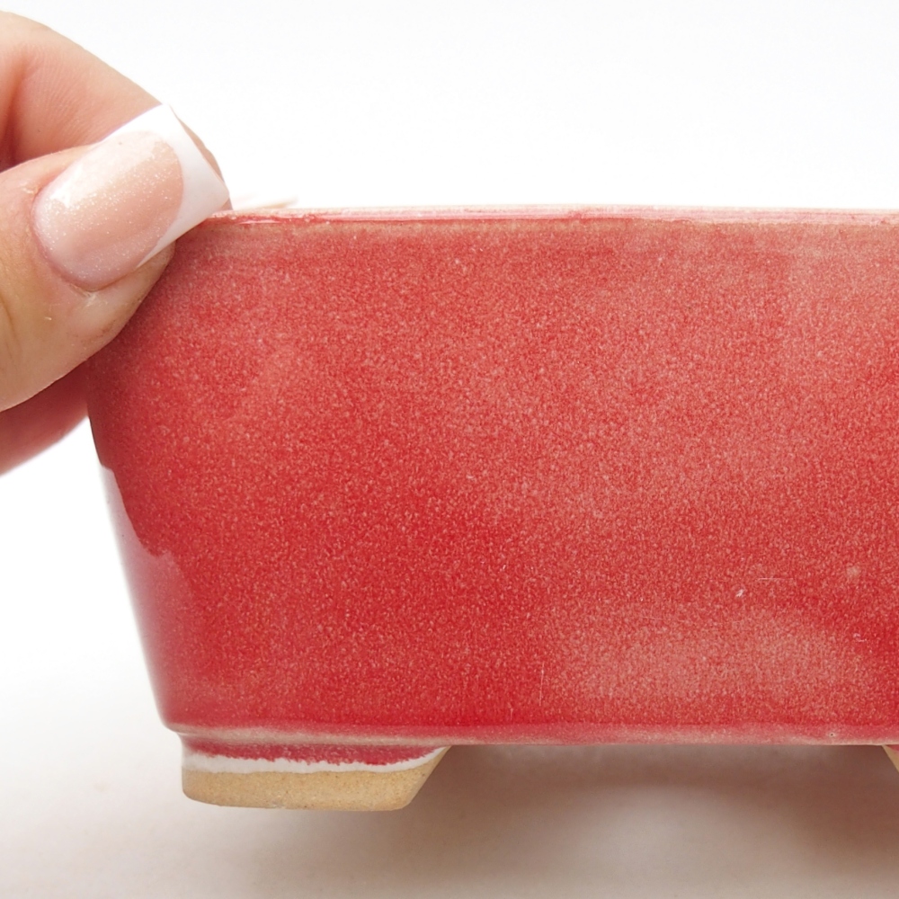 Bonsaischale aus Keramik 13,5 x 10,5 x 6 cm, Farbe rot