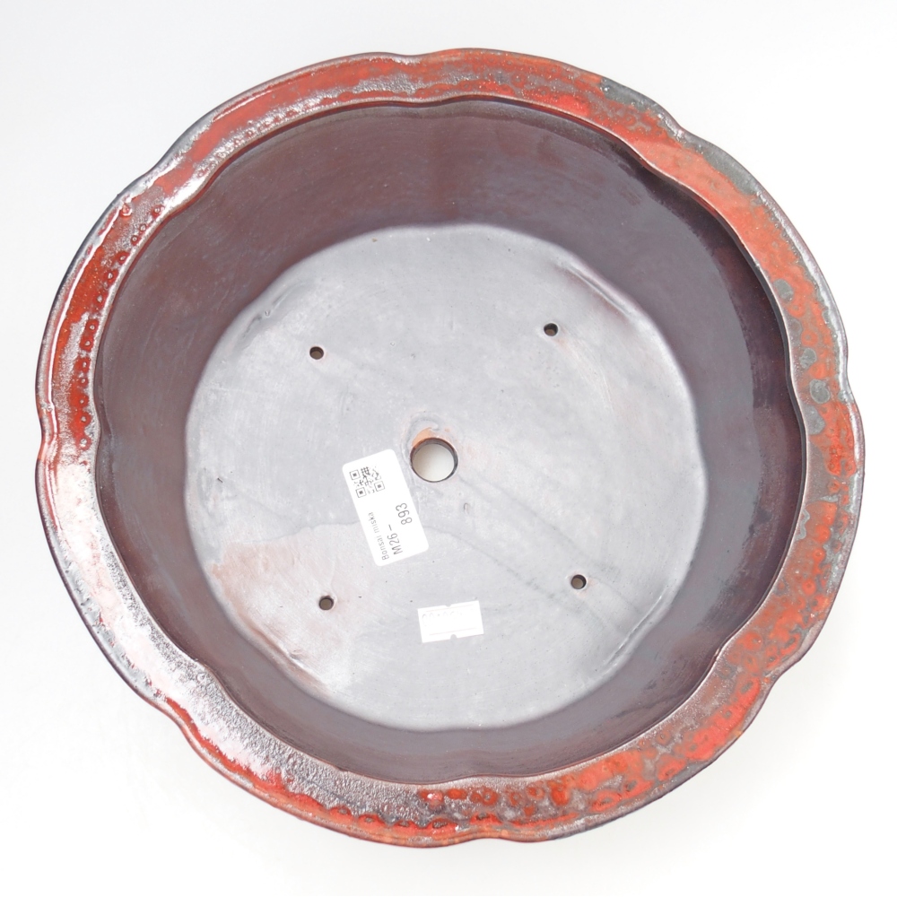 Bonsaischale aus Keramik 26,5 x 26,5 x 8 cm, Farbe rot