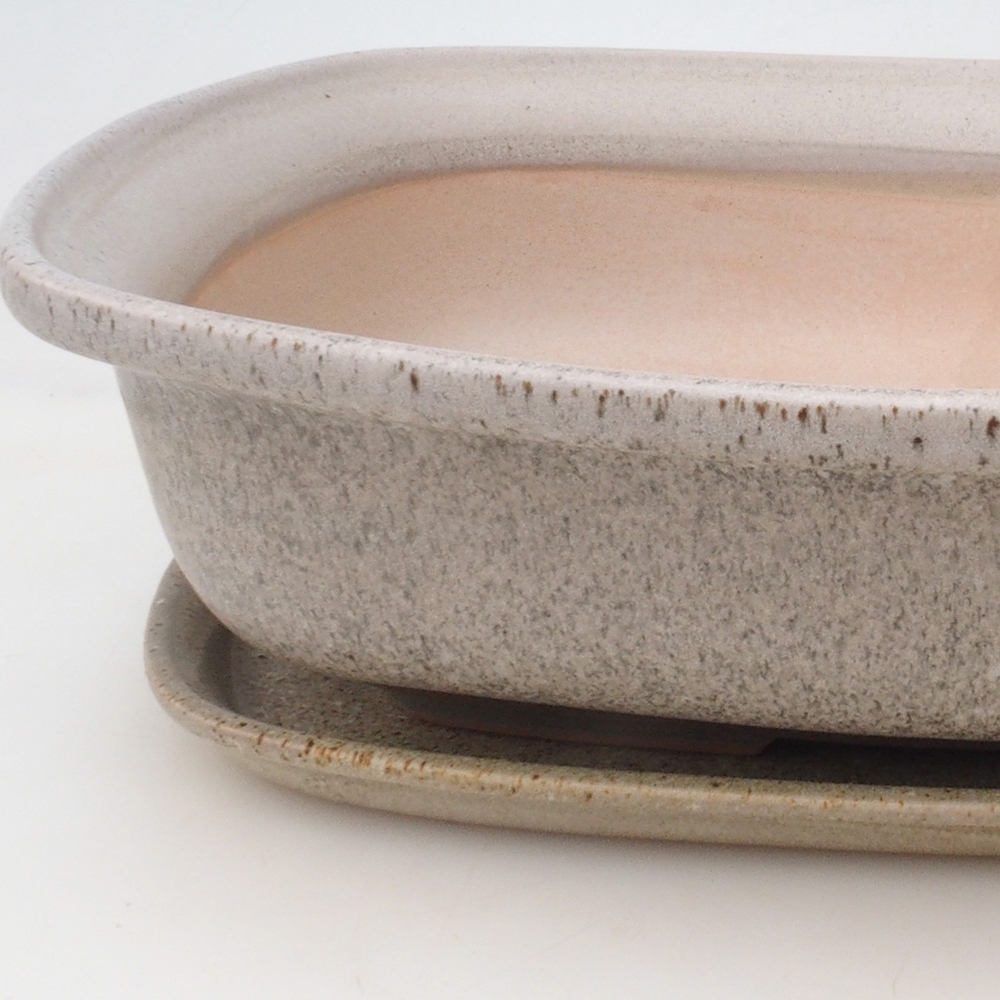 Bonsai-Schale + Unterschale H10 – 37 x 28 x 9 cm. – beige