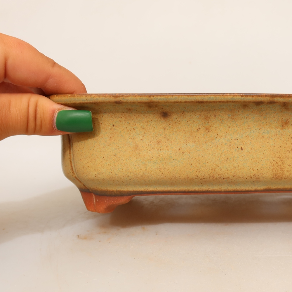 Keramikschale  24 x 17 x 6 cm, Farbe: Grün-Beige