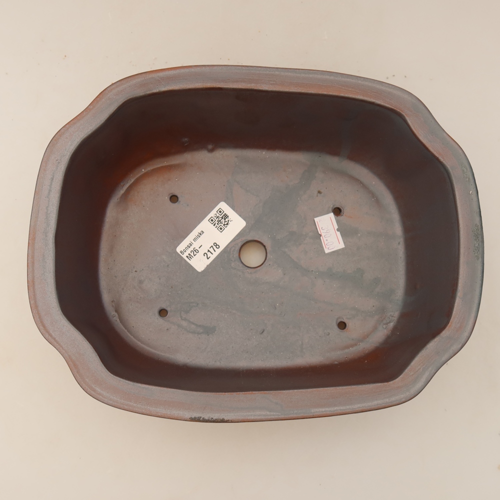 Bonsaischale aus Keramik 22,5 x 17,5 x 7,5 cm, metallfarben
