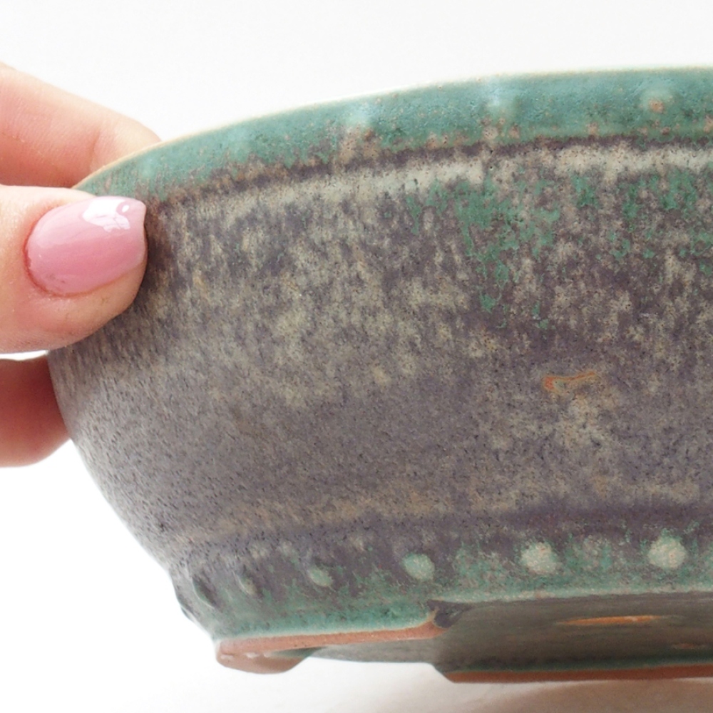 Keramik-Bonsaischale 17,5 x 17,5 x 5 cm, Farbe Grün