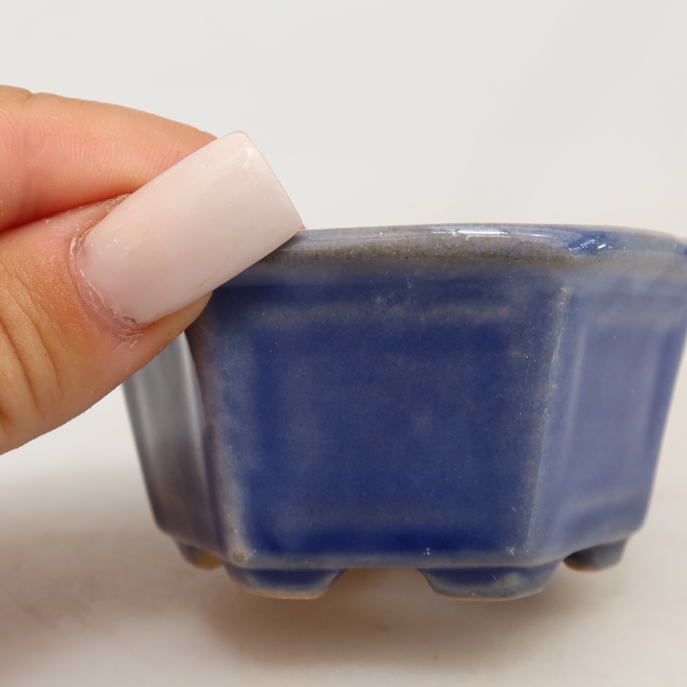 Bonsaischale aus Keramik 7,5 x 7 x 4 cm, Farbe blau