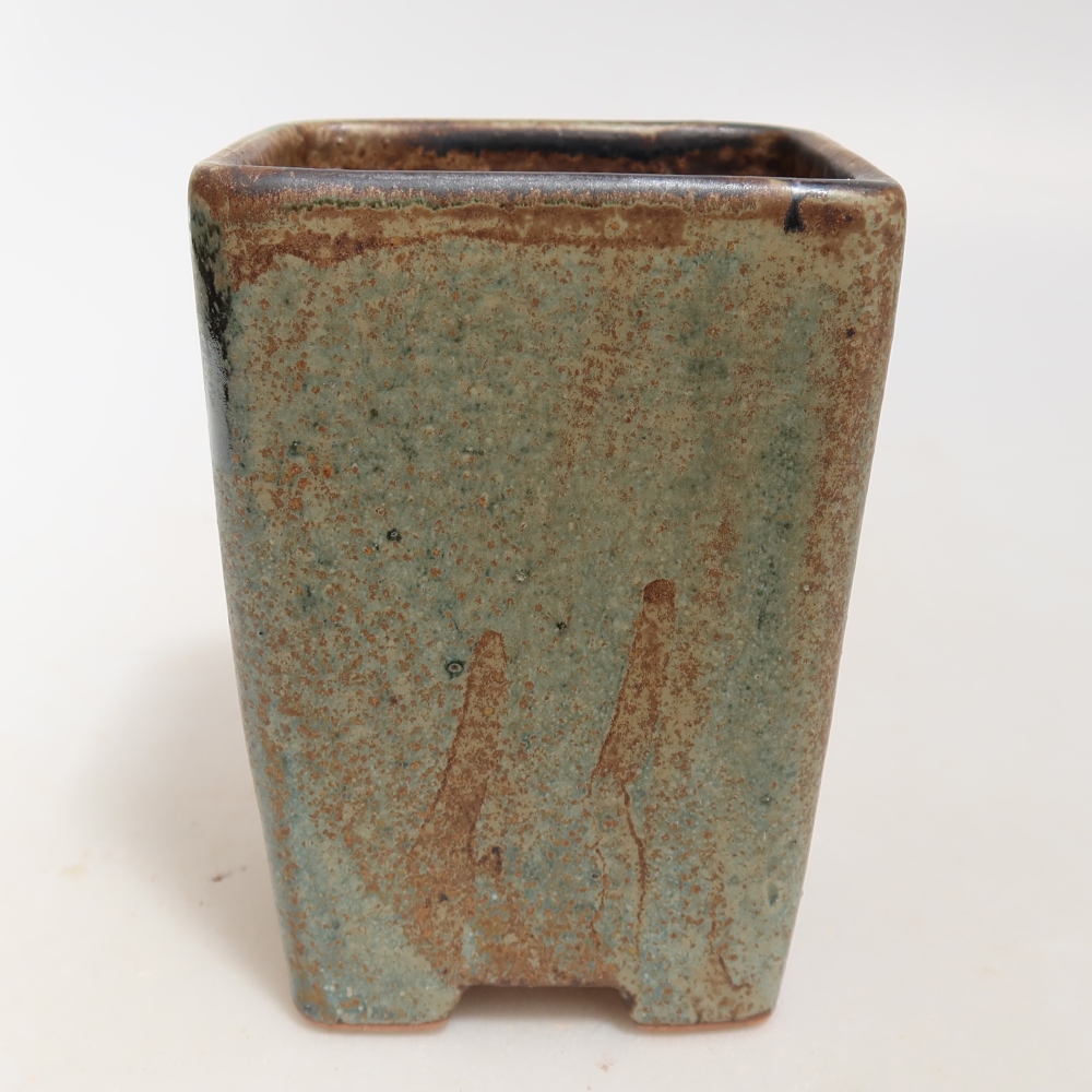 Keramik-Bonsai-Schale, 7,5 × 7,5 × 10,5 cm, Farbe: braun-grün