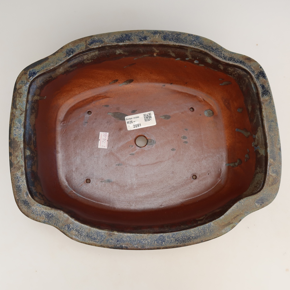 Keramik-Bonsai-Schale, 30,5 x 25,5 x 10,5 cm, Farbe: braun-blau